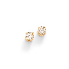 The perfect way to complement the sparkle and beauty of her eyes. 1/4 CT. T.W. diamond solitaire earrings are set in 14K yellow gold and each earring has 1 round diamond. (Diamond carat weights (CT.) represent the approximate total weight (T.W.) of all diamonds in each setting unless noted.)  