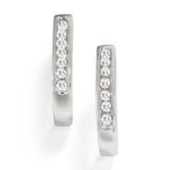 A must for every woman. 1/4 CT. T.W. diamond j-hoop earrings are set in platinum and each earring has 7 round diamonds. (Diamond carat weights (CT.) represent the approximate total weight (T.W.) of all diamonds in each setting unless noted.)  