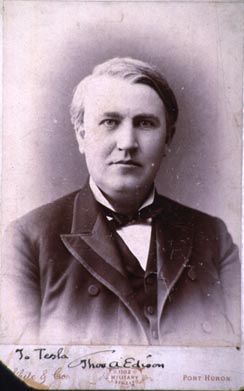 Edison Portrait with Inscription to Tesla